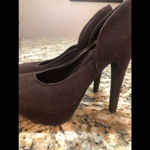 Brown suede heels